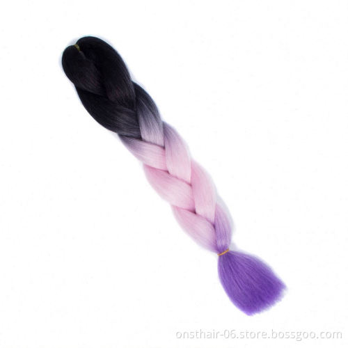 MYZYR 24inch 1pack Ombre Hair Bundles Synthetic Jumbo Braiding Hair Rainbow Fake Hair Extensions K Anekalon Crochet Purple >=60%